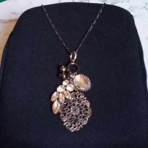 Vintage Gothic Boho Charm Pendant on Long Chain with Lobster Claw Clasp